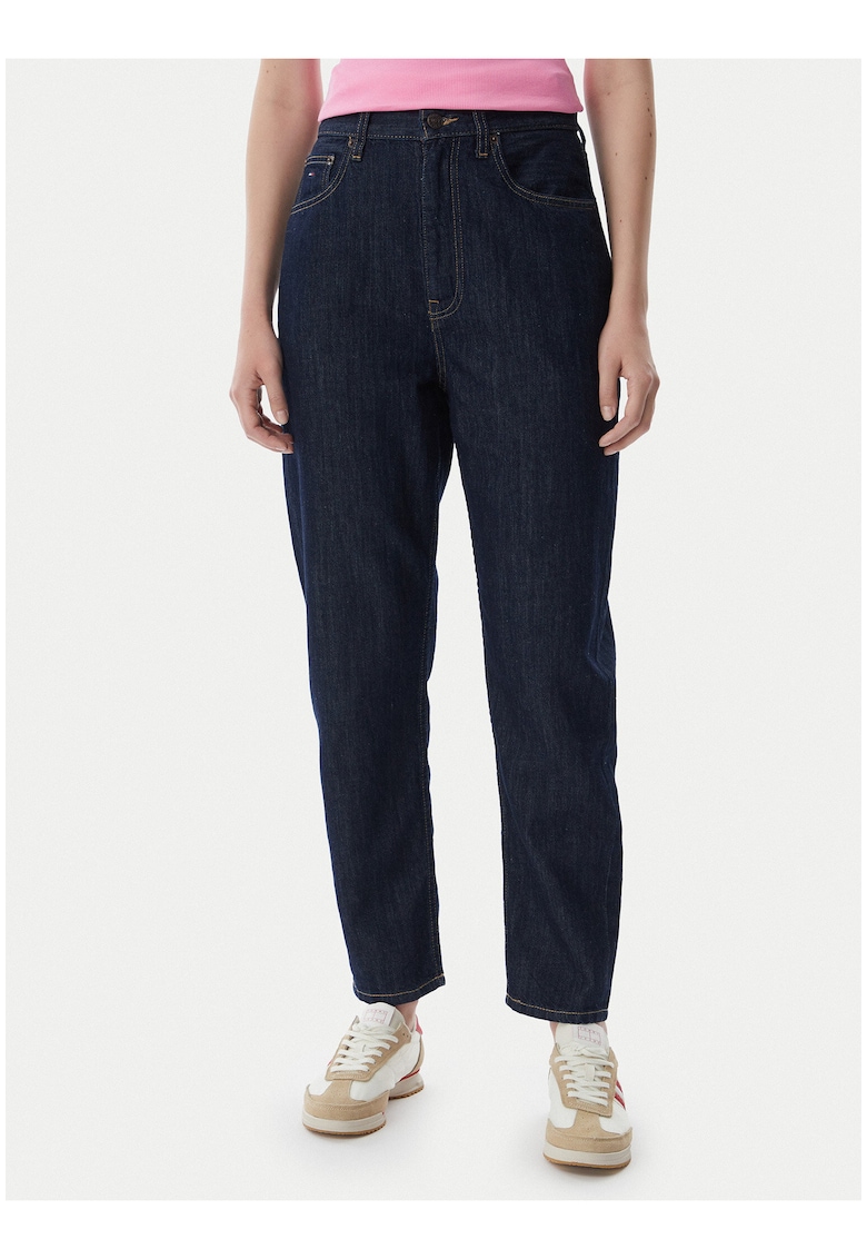 Blugi mom fit din amestec de bumbac si in