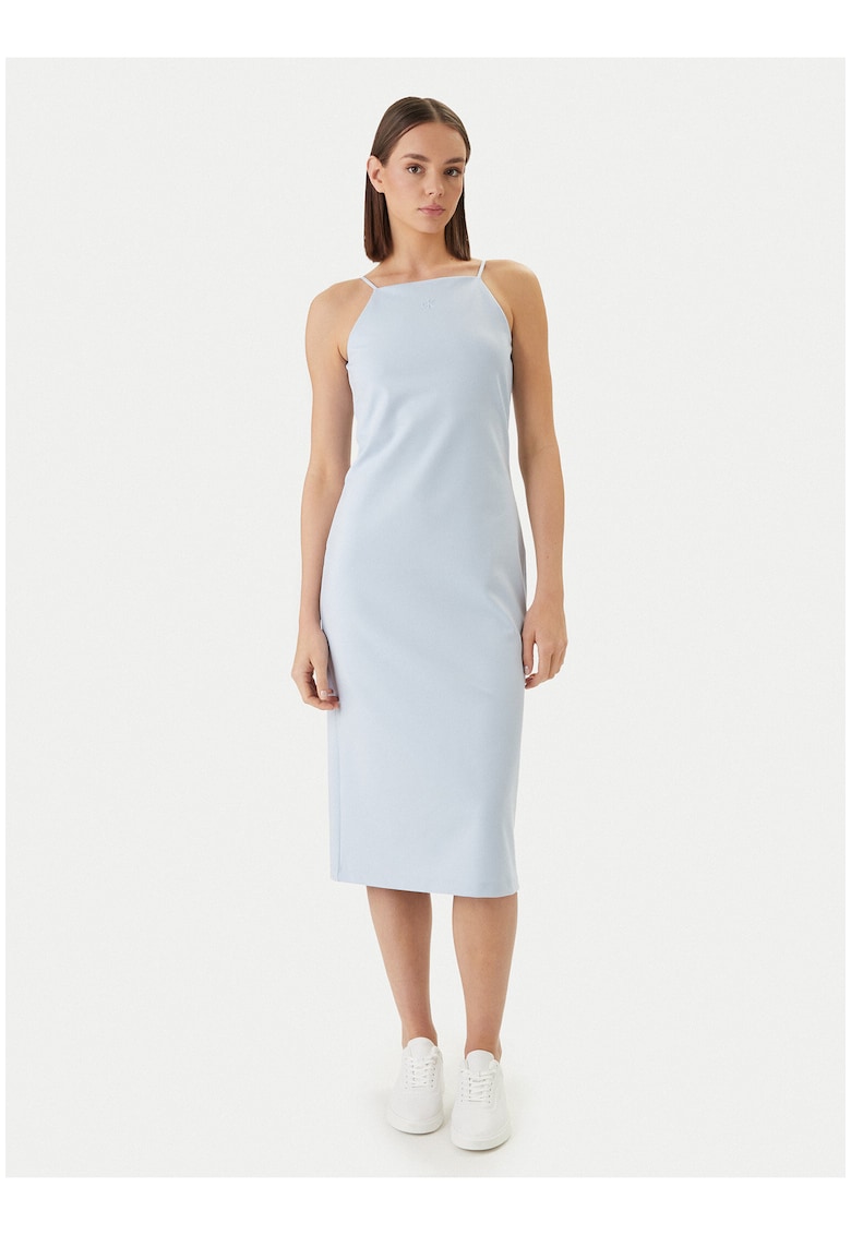 Rochie dreapta midi cu decolteu patrat
