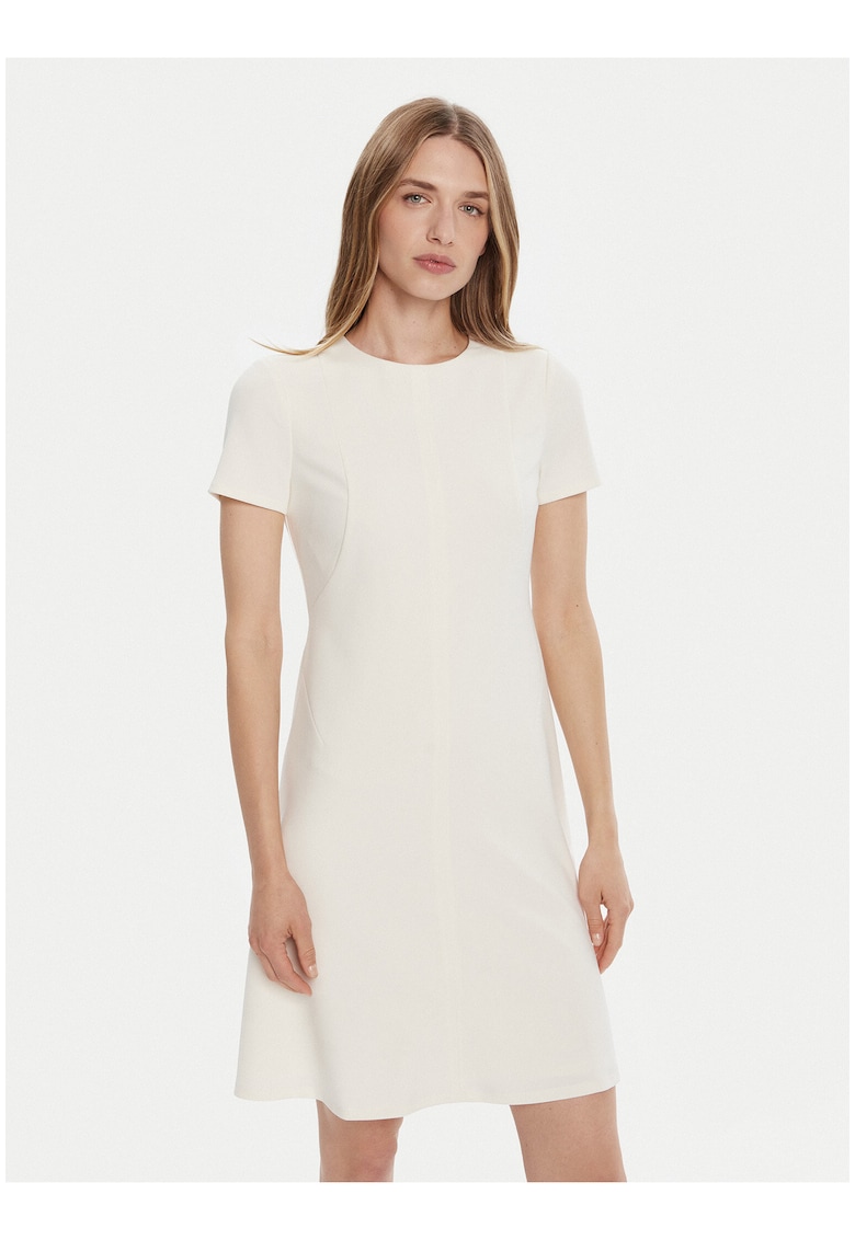 Rochie skater cu maneca scurta - bej -
