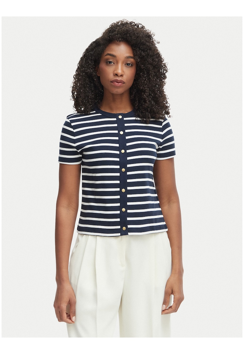 Bluza din bumbac cu imprimeu in dungi