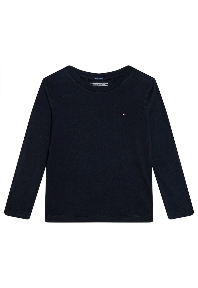 Bluza din bumbac cu maneca lunga si detaliu mic logo -