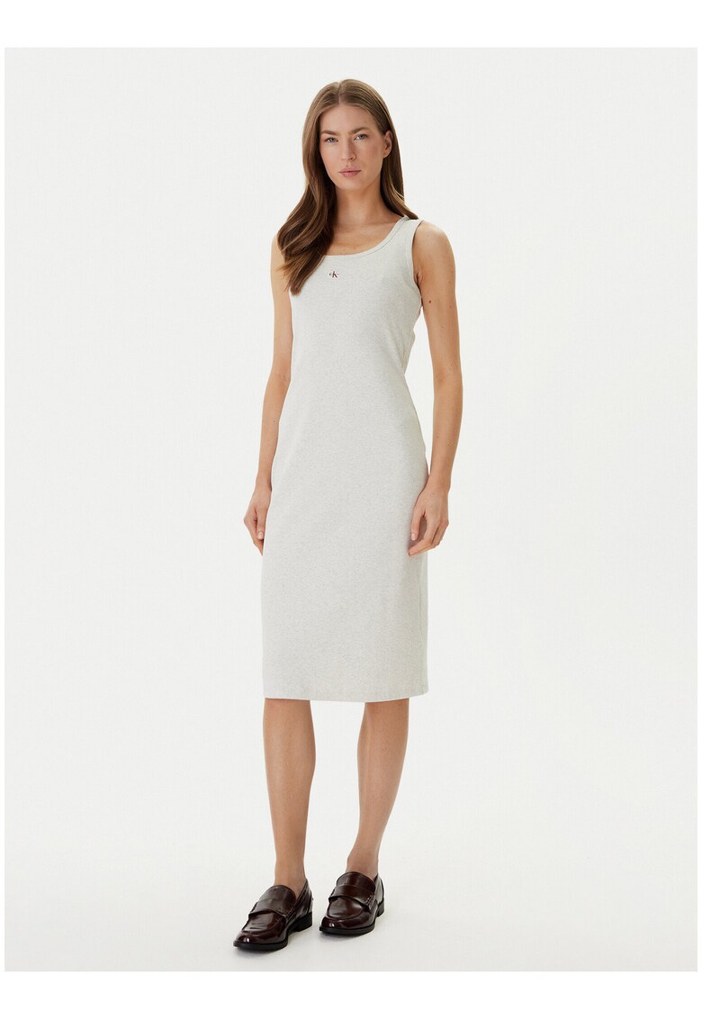 Rochie cambrata fara maneci cu model uni