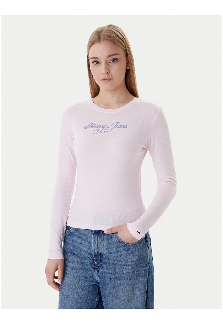 Bluza cu logo si guler rotund -