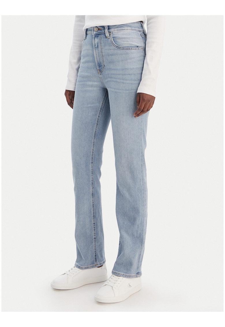 Blugi slim fit cu talie inalta - Albastru deschis