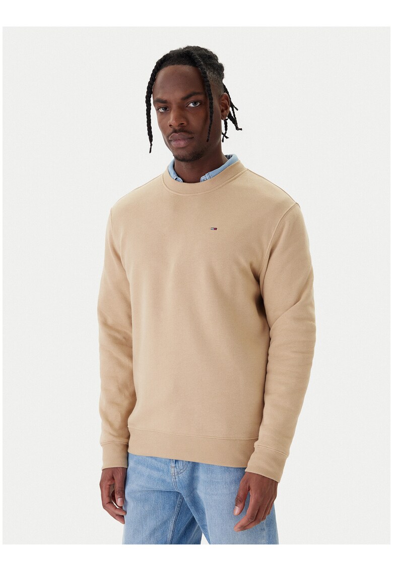 Bluza din amestec de bumbac cu decolteu la baza gatului