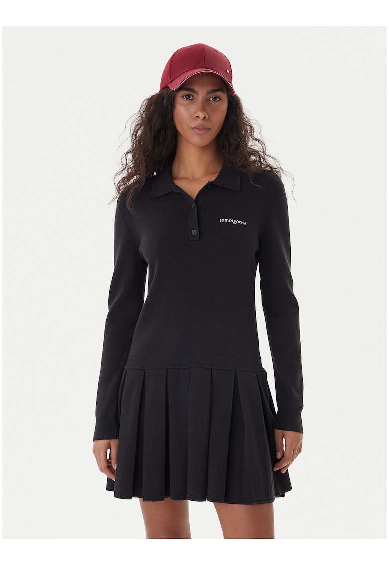 Rochie polo tricotata cu logo pe piept
