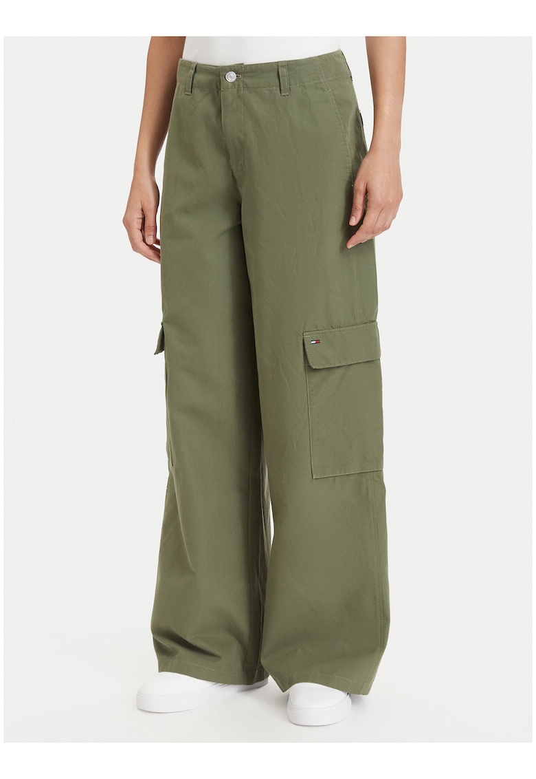 Pantaloni cargo cu talie medie -