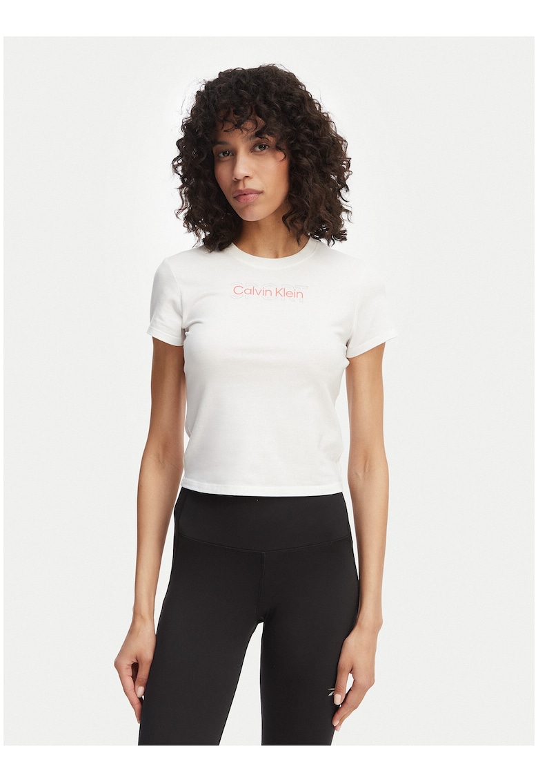 Tricou slim fit cu imprimeu logo -