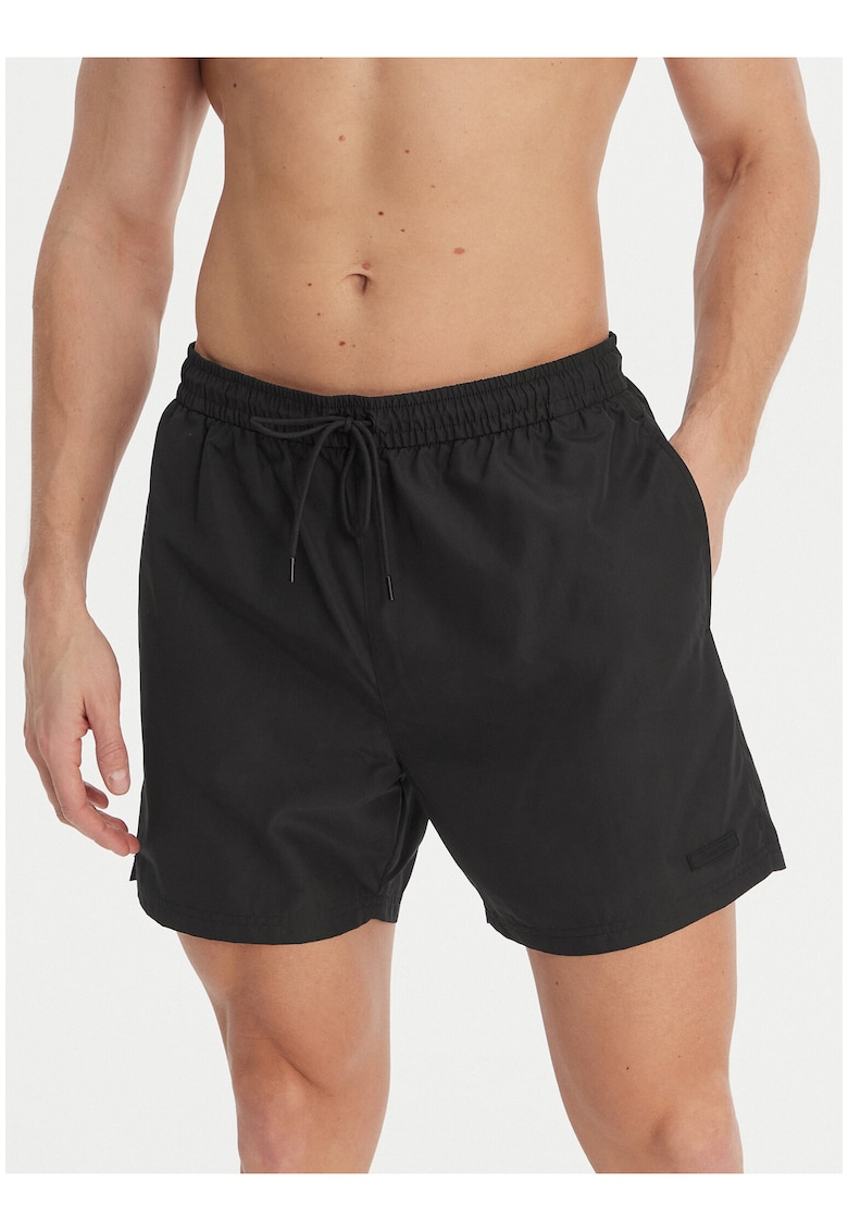 Pantaloni scurti de baie cu buzunare - talie elastica si snur