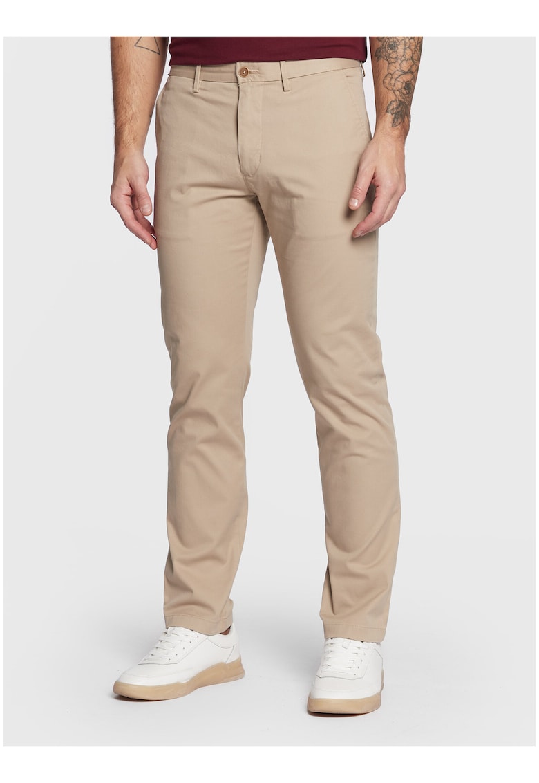 Pantaloni chino cu talie medie uni