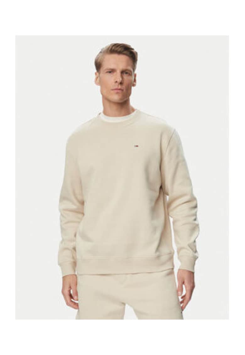 Bluza regular-fit cu decolteu la baza gatului si imprimeu uni