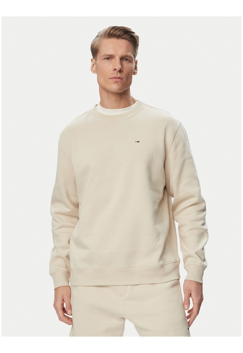 Bluza sport regular-fit cu decolteu la baza gatului si imprimeu uni