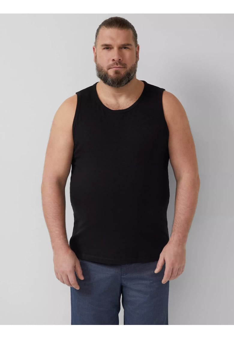 Big Sizes Tricou fara maneca barbati big sizes - din jerseu de bumbac - Regular fit - Negru