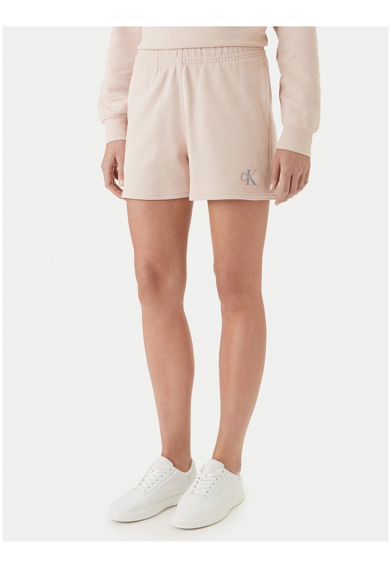Pantaloni de trening scurti cu buzunare laterale si detaliu logo