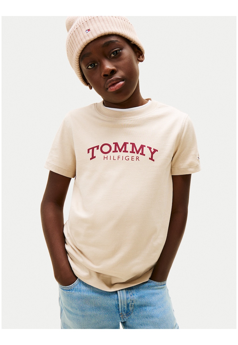 Tricou din bumbac cu logo contrastant