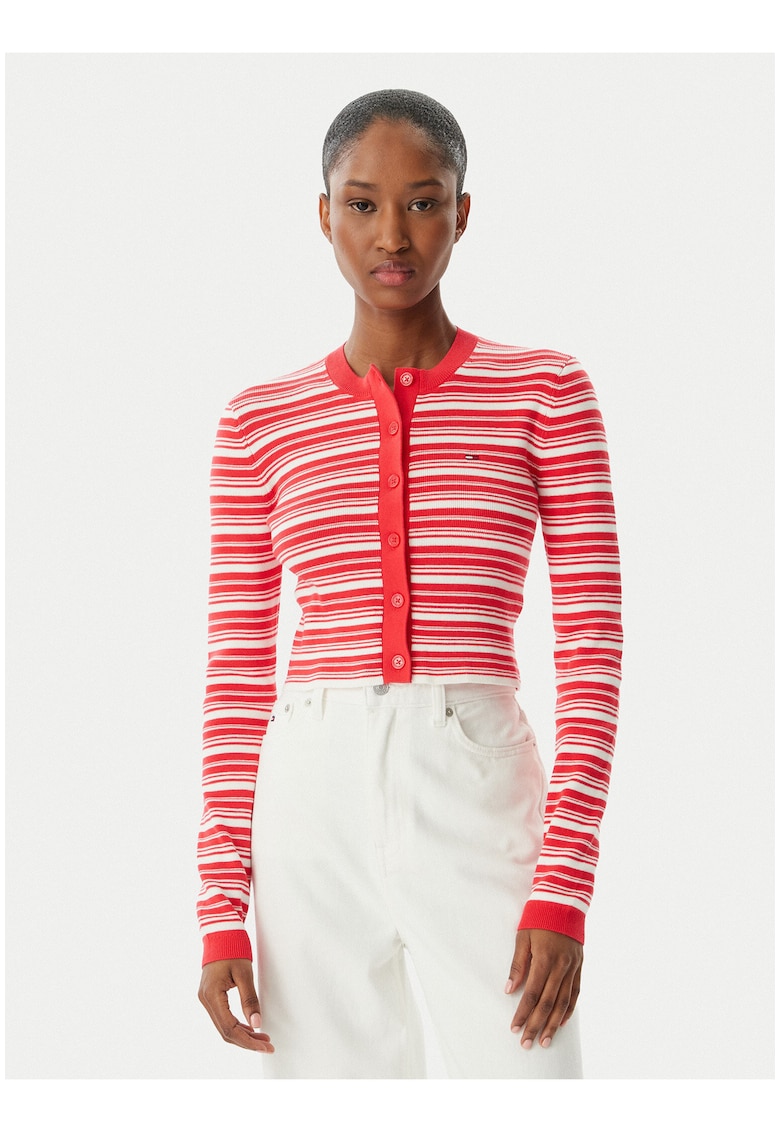 Cardigan slim fit cu dungi -