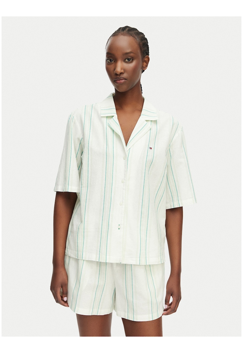 Pijama cu decolteu in V si model cu dungi -