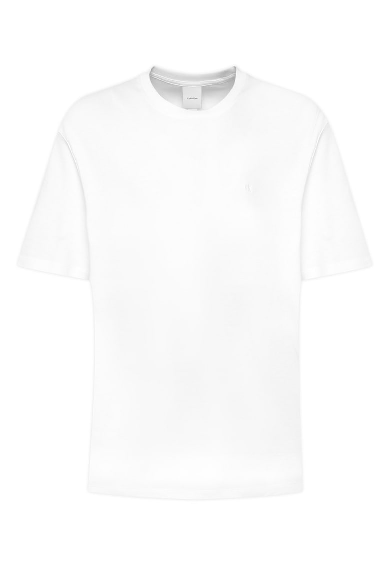 Tricou din bumbac cu croiala regula fit si decolteu la baza gatului