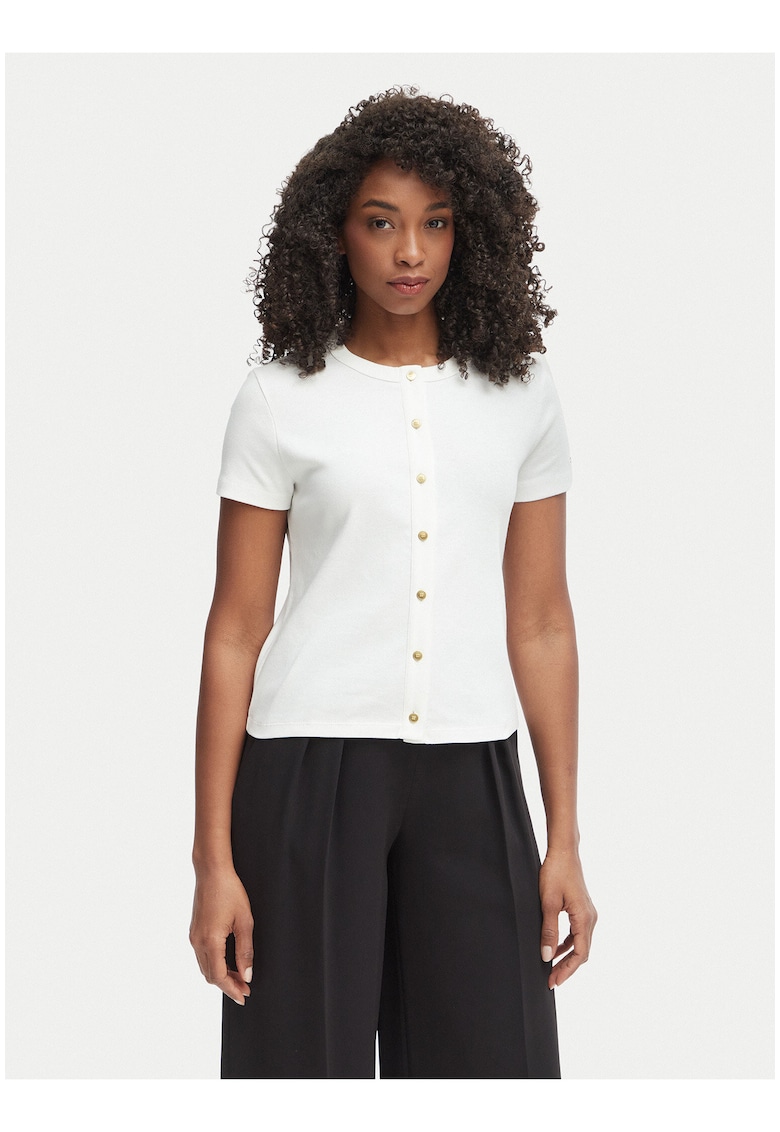 Bluza slim fit din bumbac cu nasturi