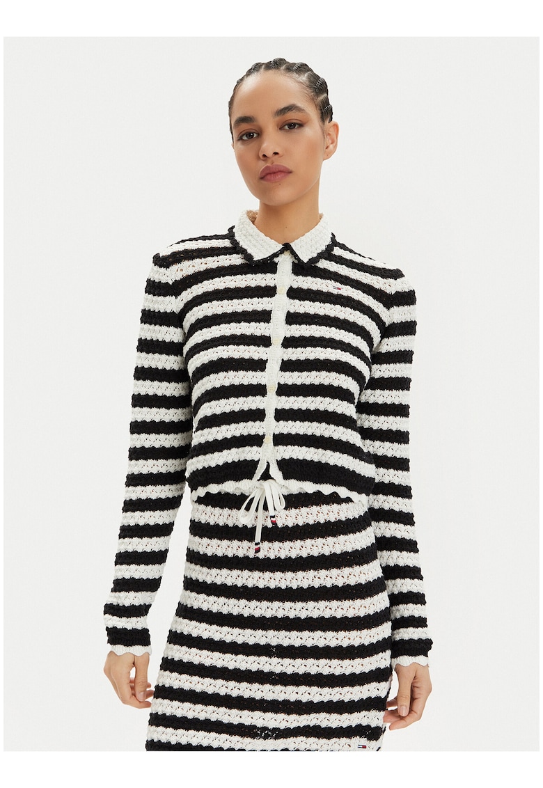 Cardigan din bumbac organic cu model in dungi