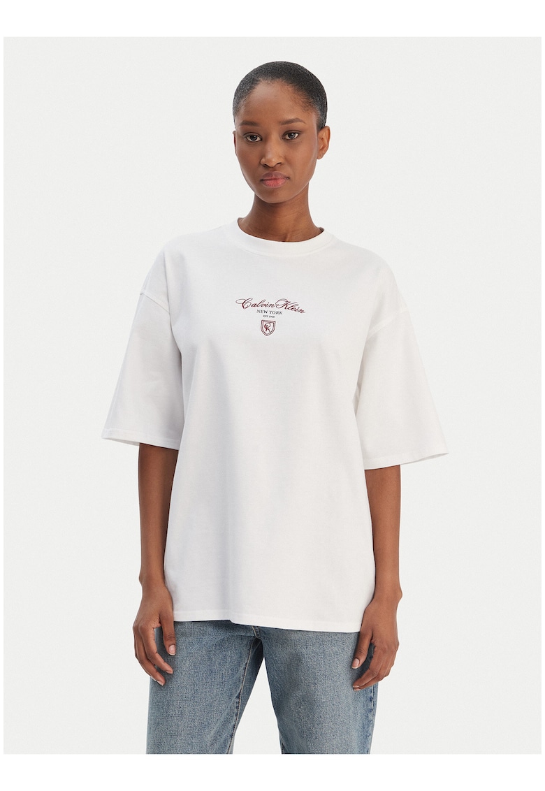 Tricou lejer din bumbac cu logo frontal