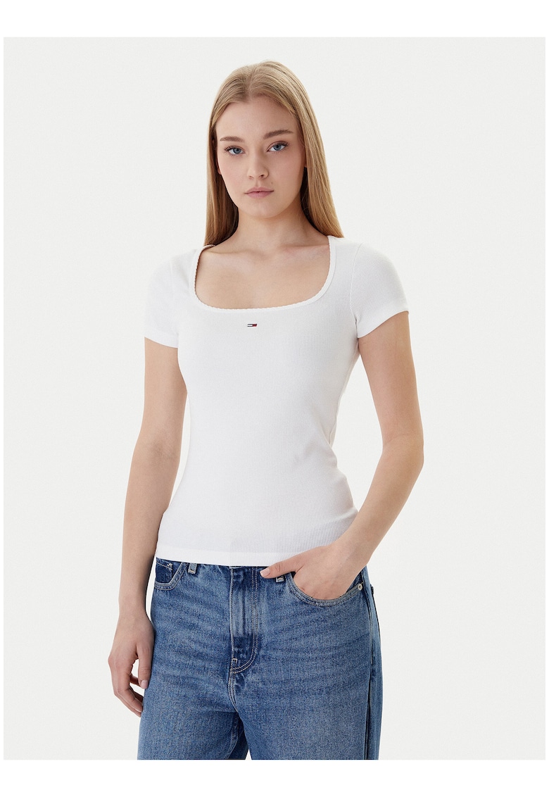 Tricou slim fit cu decolteu rotund