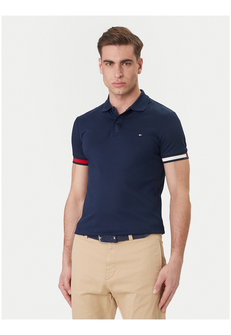 Tricou Polo slim fit cu detalii contrastante