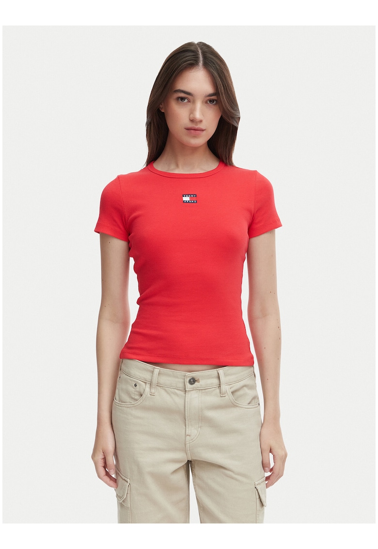 Tricou slim fit din amestec de bumbac cu detaliu logo