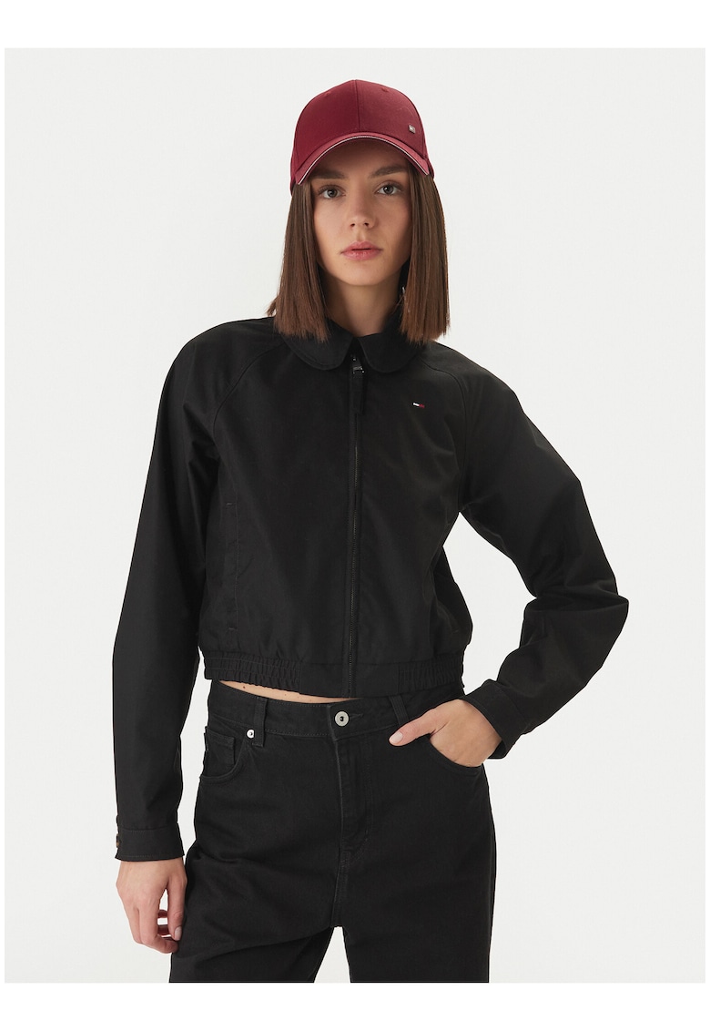 Jacheta crop cu fermoar -