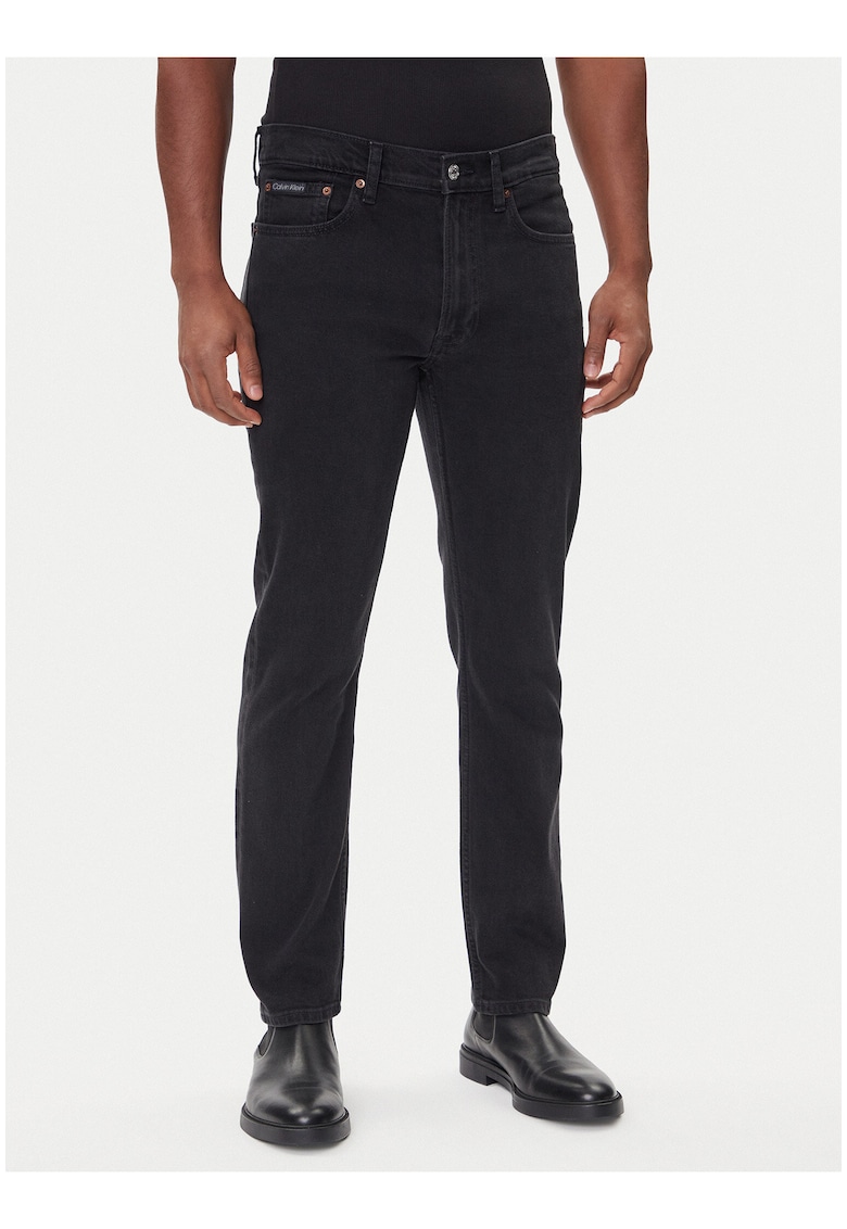 Blugi skinny uni cu talie medie