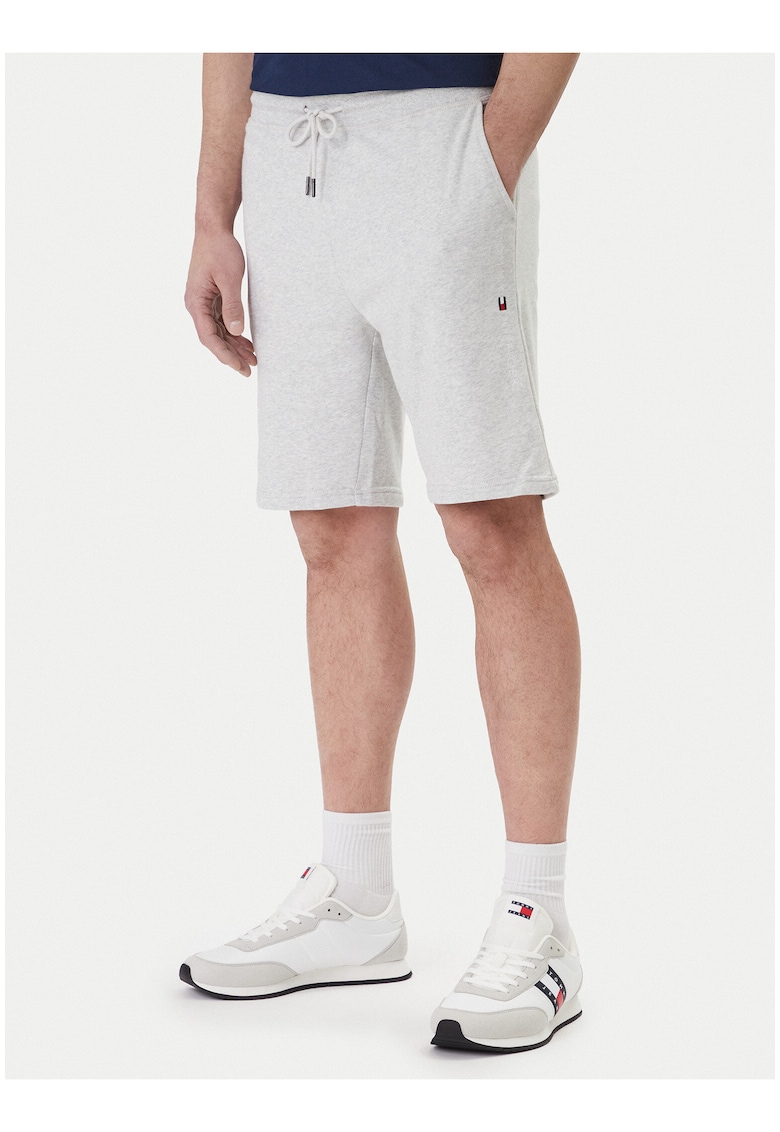 Pantaloni scurti de trening din amestec de bumbac cu talie elastica - snur si buzunare