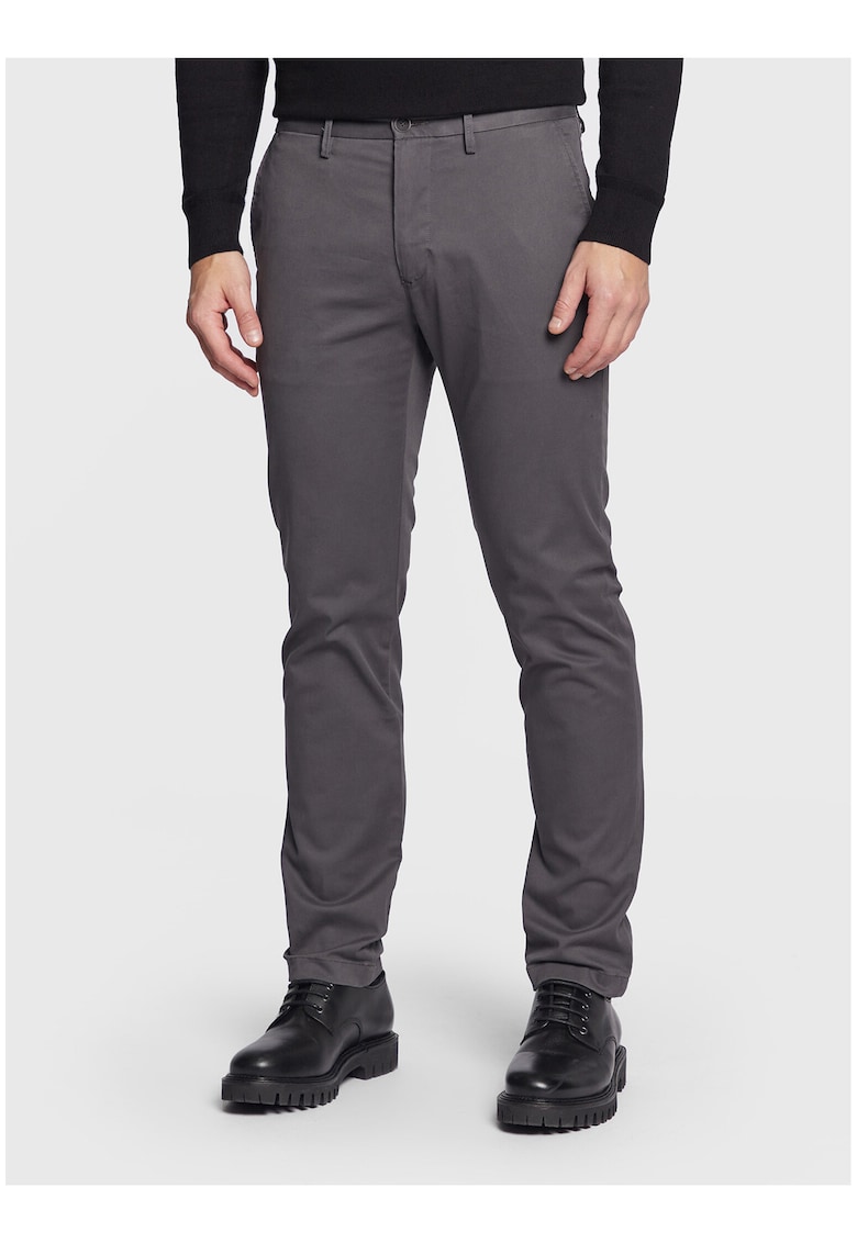 Pantaloni chino uni cu talie medie