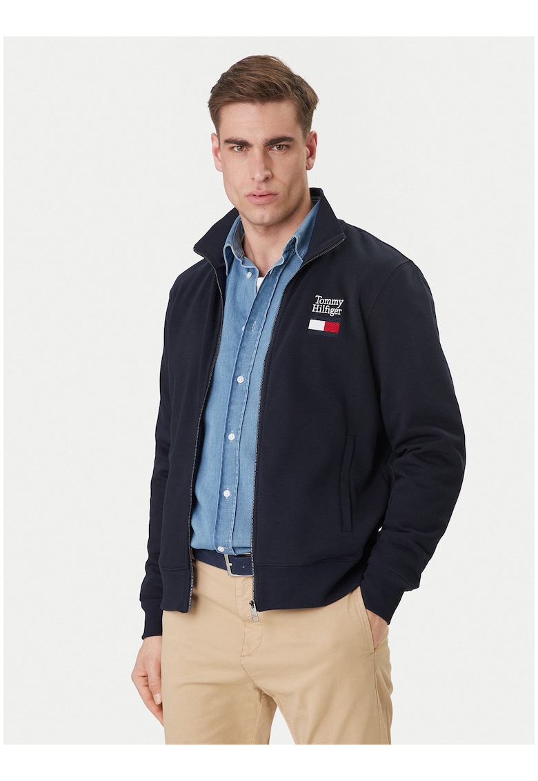 Bluza de trening cu logo brodat si fermoar