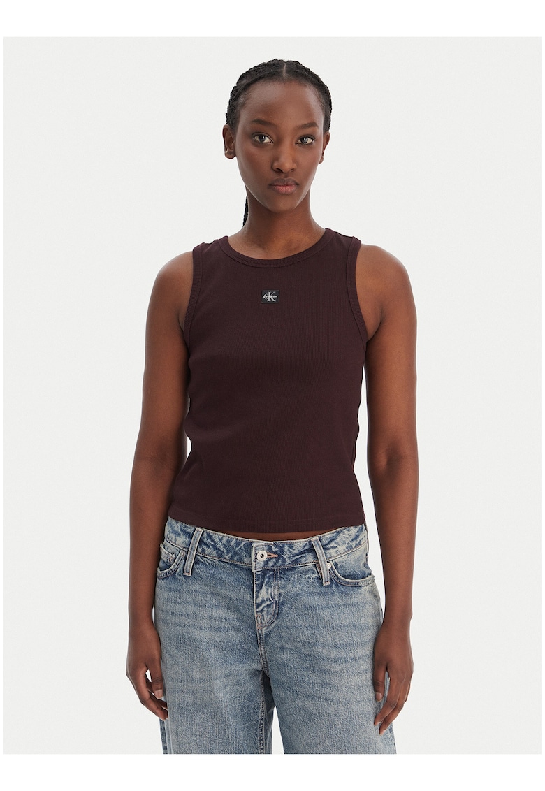 Top slim din amestec de bumbac -
