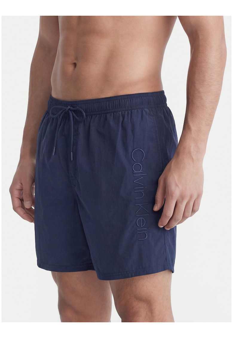 Pantaloni scurti regular fit de baie cu talie elastica cu snur