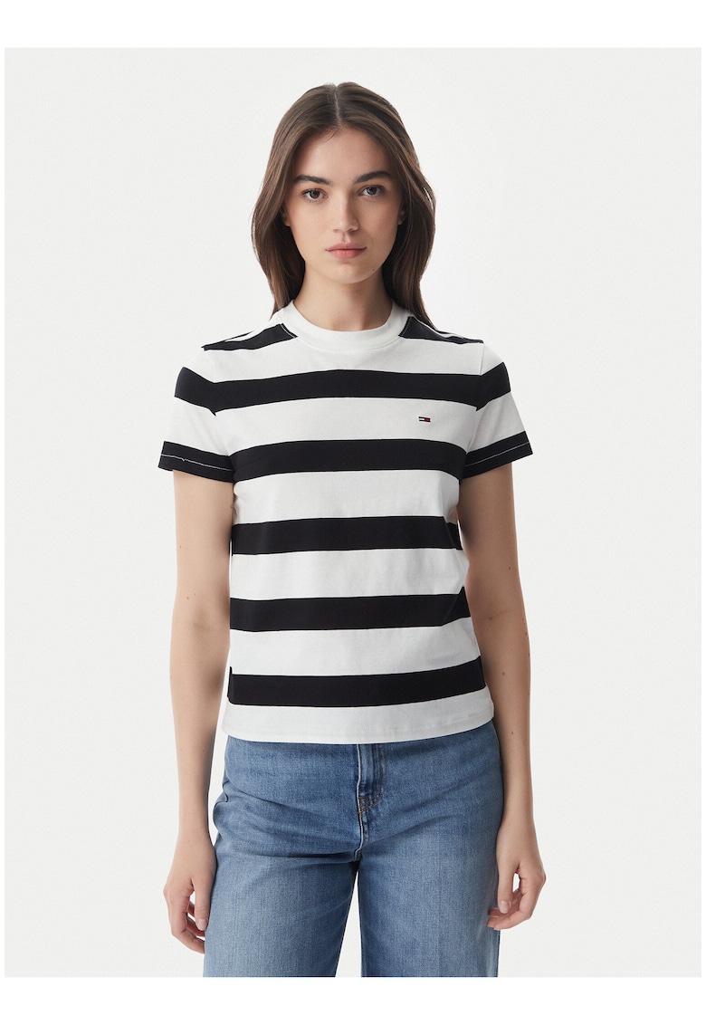 Tricou regular-fit din bumbac si dungi