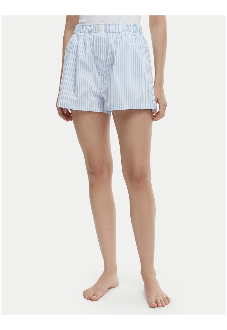 Pantaloni scurti de pijama cu talie inalta si dungi