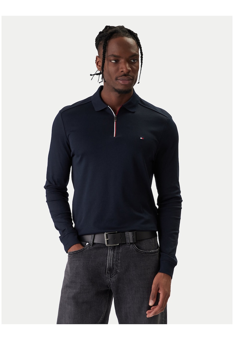 Bluza slim fit cu guler polo