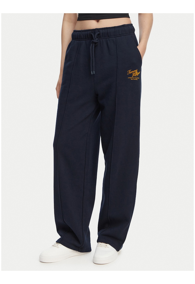 Pantaloni de trening din bumbac cu model uni