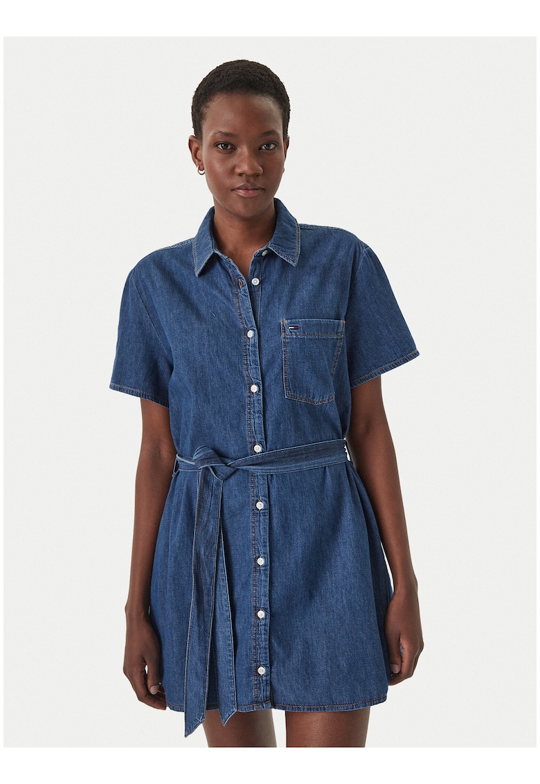 Rochie tip camasa din denim cu buzunare