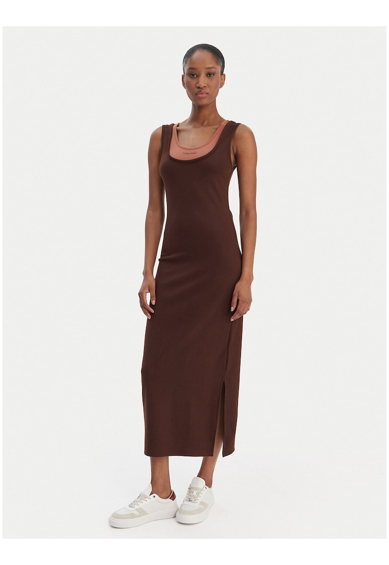 Rochie midi cu slit lateral