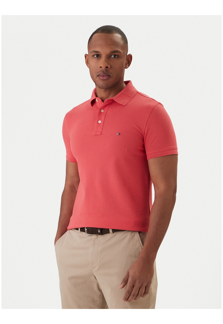 Tricou polo slim fit din bumbac organic