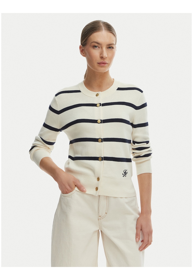 Cardigan din bumbac cu dungi