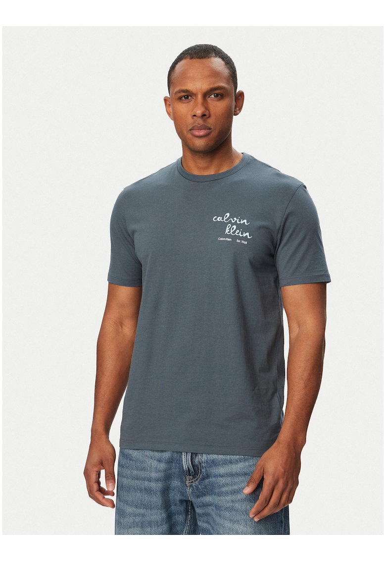 Tricou regular fit din bumbac cu logo contrastant pe piept