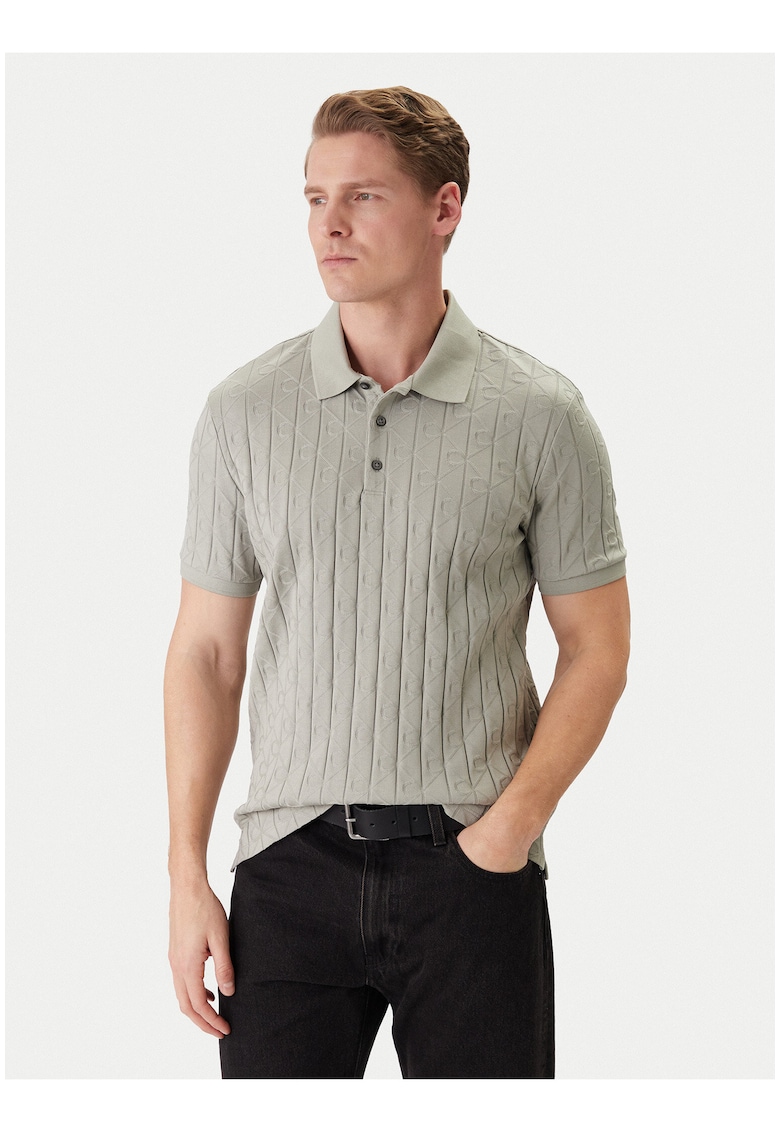 Tricou polo cu aspect striat