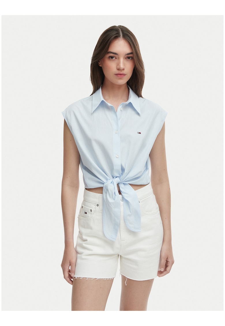 Camasa crop cu guler clasic -