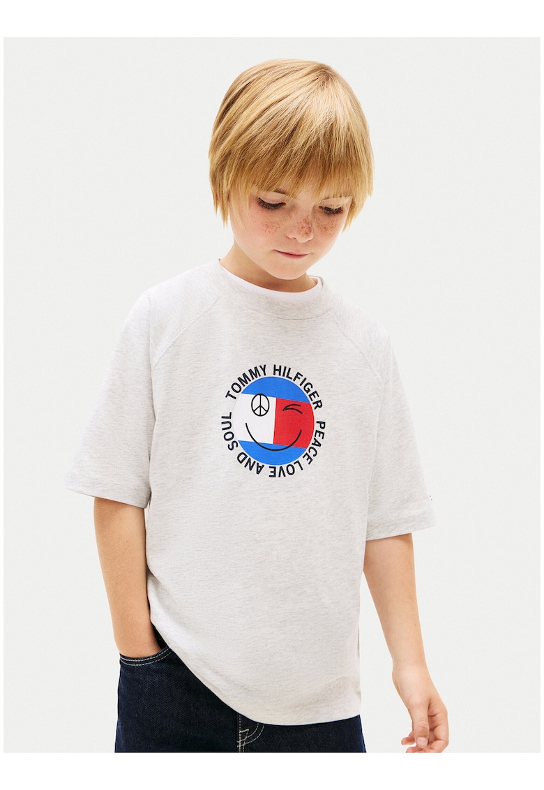 Tricou printat cu maneci raglan