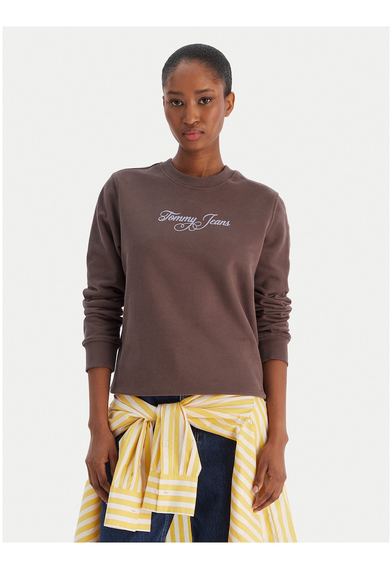 Bluza sport regular fit cu decolteu la baza gatului