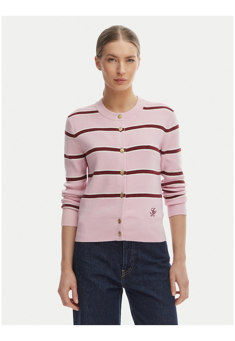 Cardigan de bumbac cu dungi