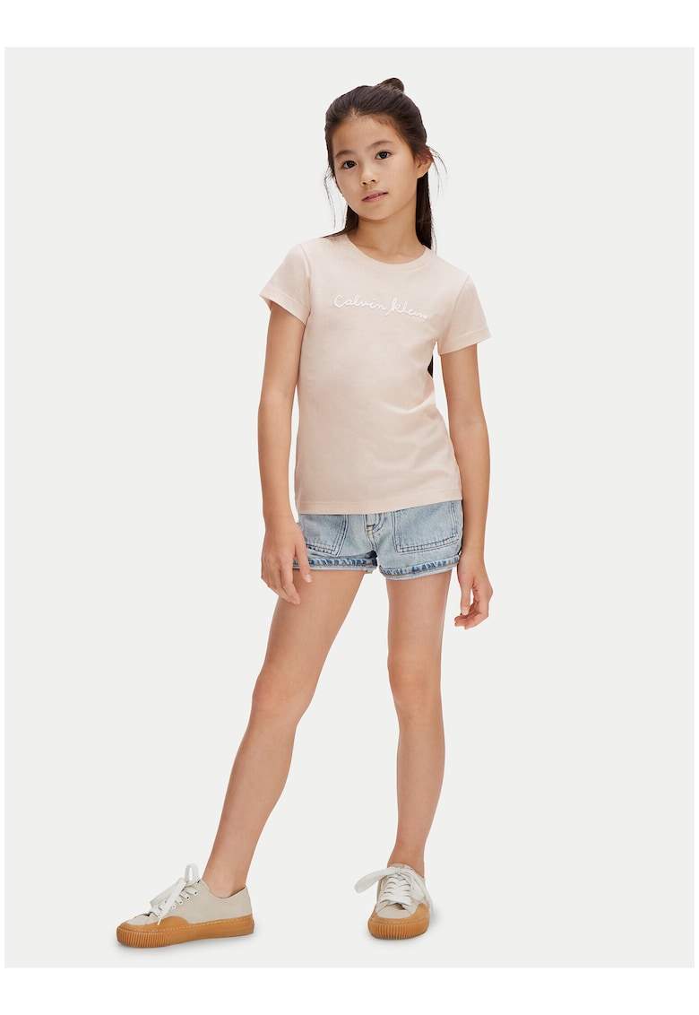 Tricou slim fit cu decolteu la baza gatului